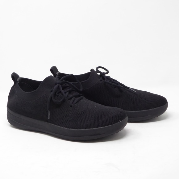 Fitflop Womens F-Sporty Sneakers US 7 Black Knit Uberknit Comfort Athletic Shoes - Picture 1 of 9